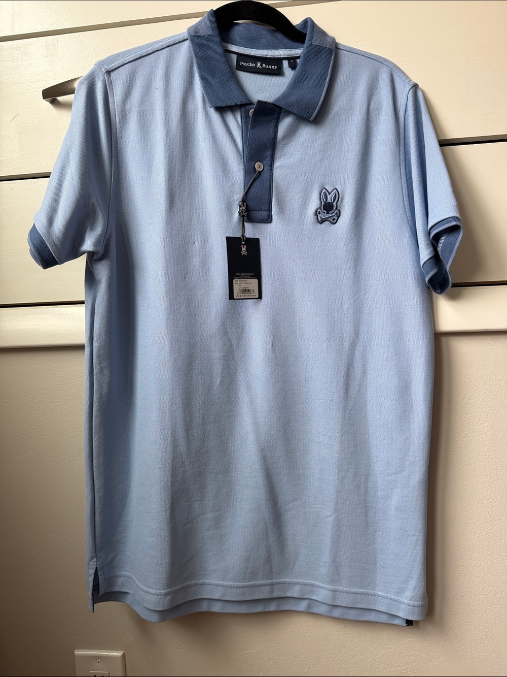 Psycho Bunny Light Blue Polo with Navy Contrast Collar